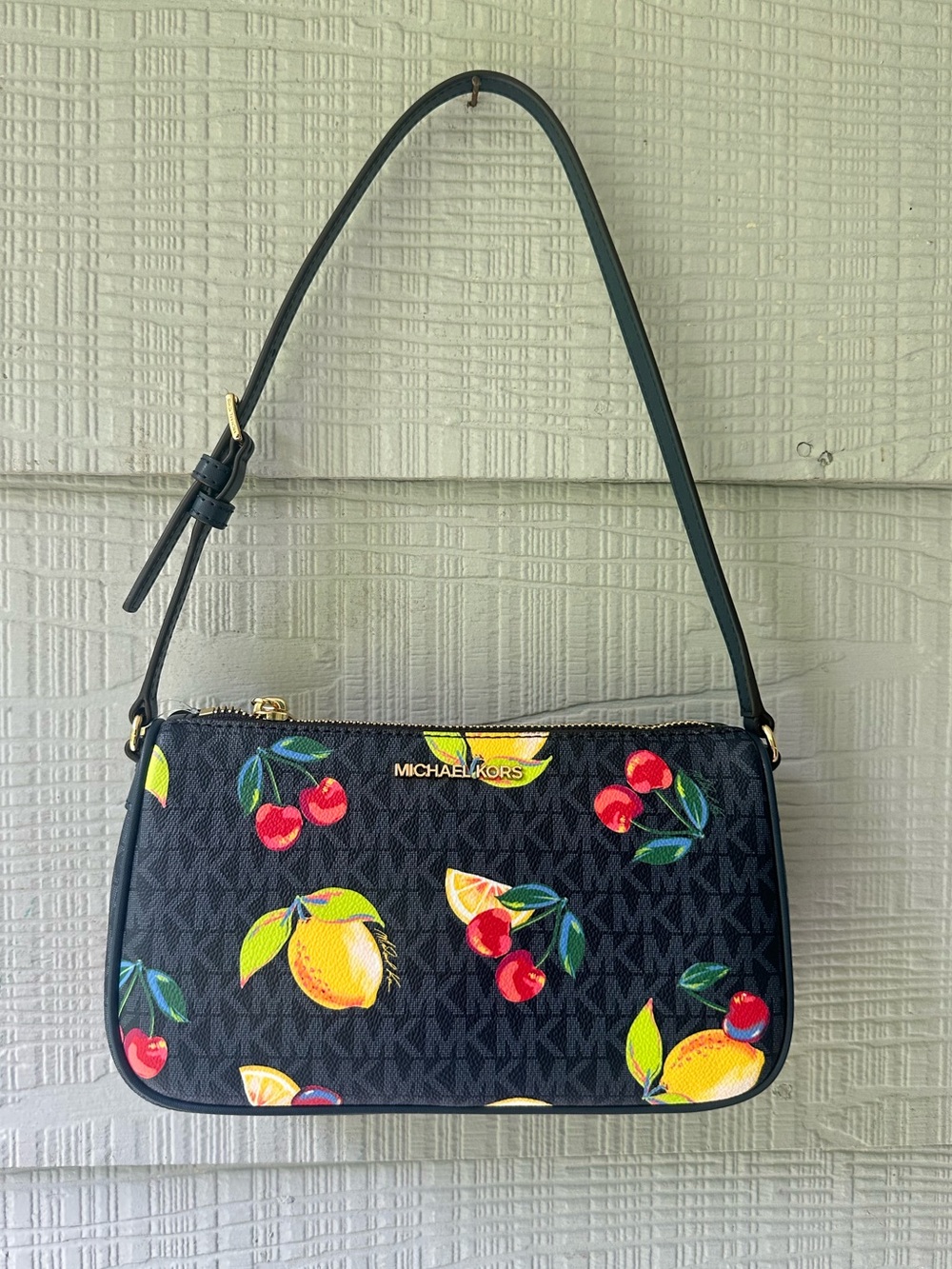 Michael Kors Jet Set Fruit Motif MD Pouchette |Admiral  NWT